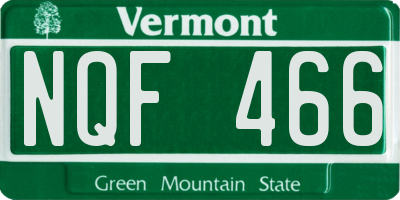 VT license plate NQF466