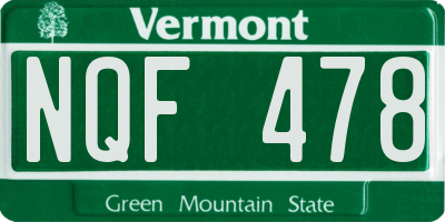 VT license plate NQF478