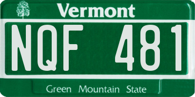 VT license plate NQF481