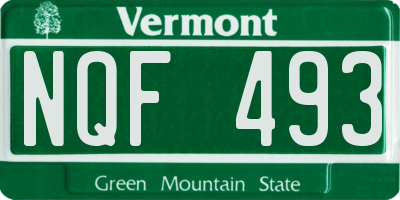 VT license plate NQF493