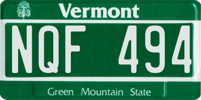VT license plate NQF494