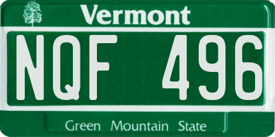VT license plate NQF496