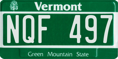 VT license plate NQF497