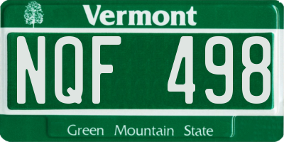 VT license plate NQF498