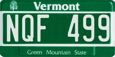 VT license plate NQF499