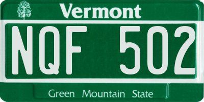 VT license plate NQF502
