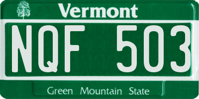 VT license plate NQF503
