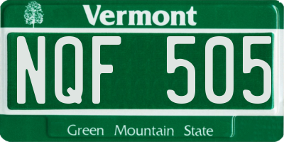 VT license plate NQF505