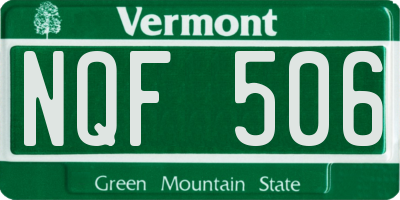 VT license plate NQF506