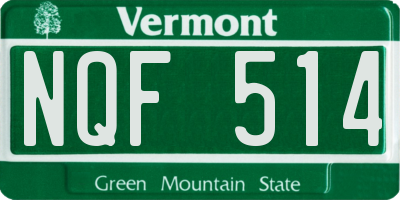 VT license plate NQF514
