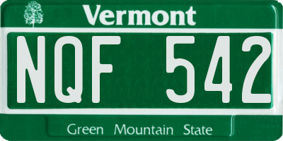 VT license plate NQF542