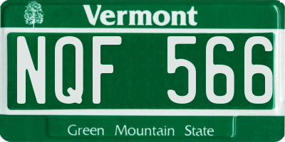 VT license plate NQF566