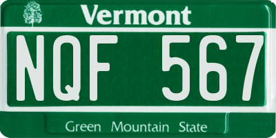 VT license plate NQF567