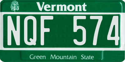 VT license plate NQF574