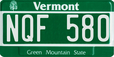 VT license plate NQF580