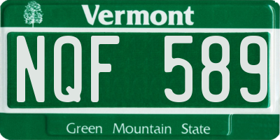 VT license plate NQF589