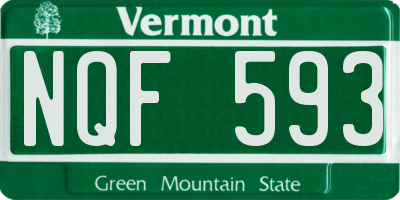 VT license plate NQF593