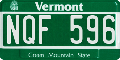 VT license plate NQF596
