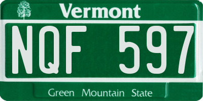 VT license plate NQF597