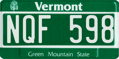 VT license plate NQF598