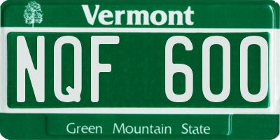 VT license plate NQF600