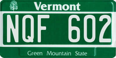 VT license plate NQF602