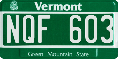 VT license plate NQF603