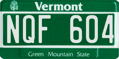 VT license plate NQF604