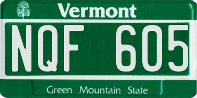 VT license plate NQF605
