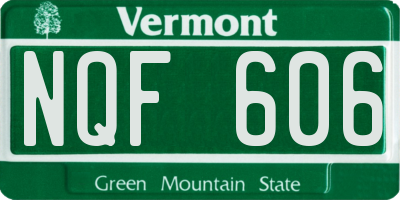 VT license plate NQF606