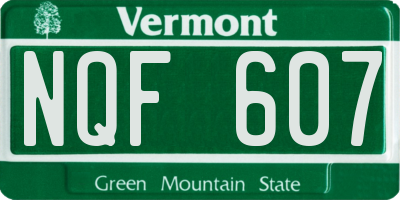 VT license plate NQF607