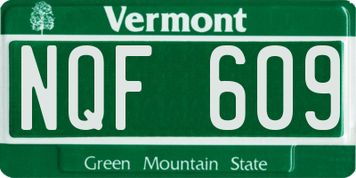 VT license plate NQF609