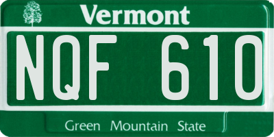 VT license plate NQF610