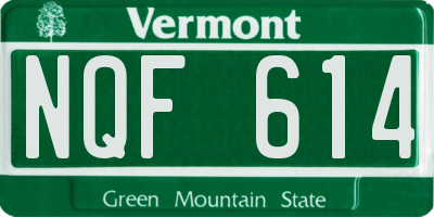 VT license plate NQF614
