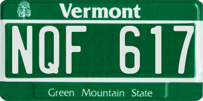 VT license plate NQF617