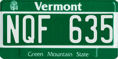 VT license plate NQF635
