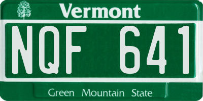 VT license plate NQF641