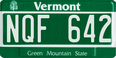 VT license plate NQF642