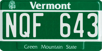 VT license plate NQF643