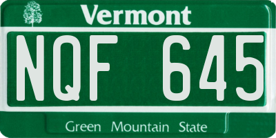 VT license plate NQF645
