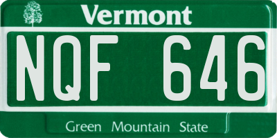 VT license plate NQF646