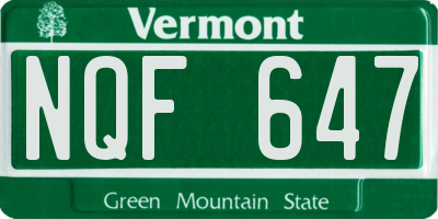 VT license plate NQF647