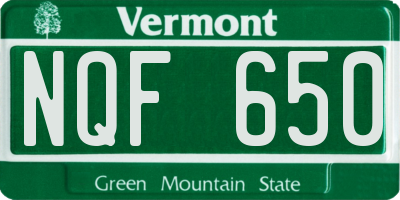 VT license plate NQF650