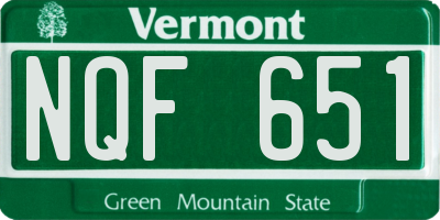 VT license plate NQF651