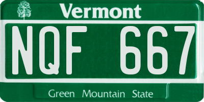VT license plate NQF667