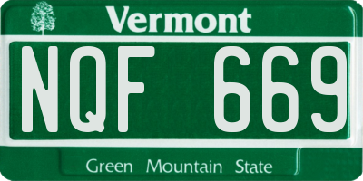 VT license plate NQF669