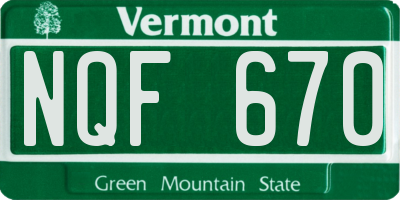VT license plate NQF670