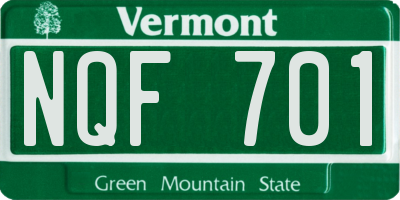 VT license plate NQF701