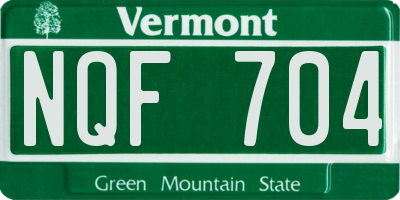 VT license plate NQF704