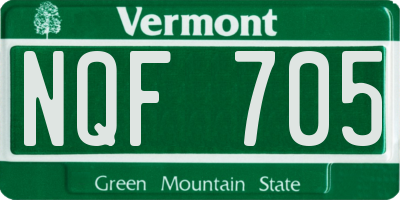 VT license plate NQF705